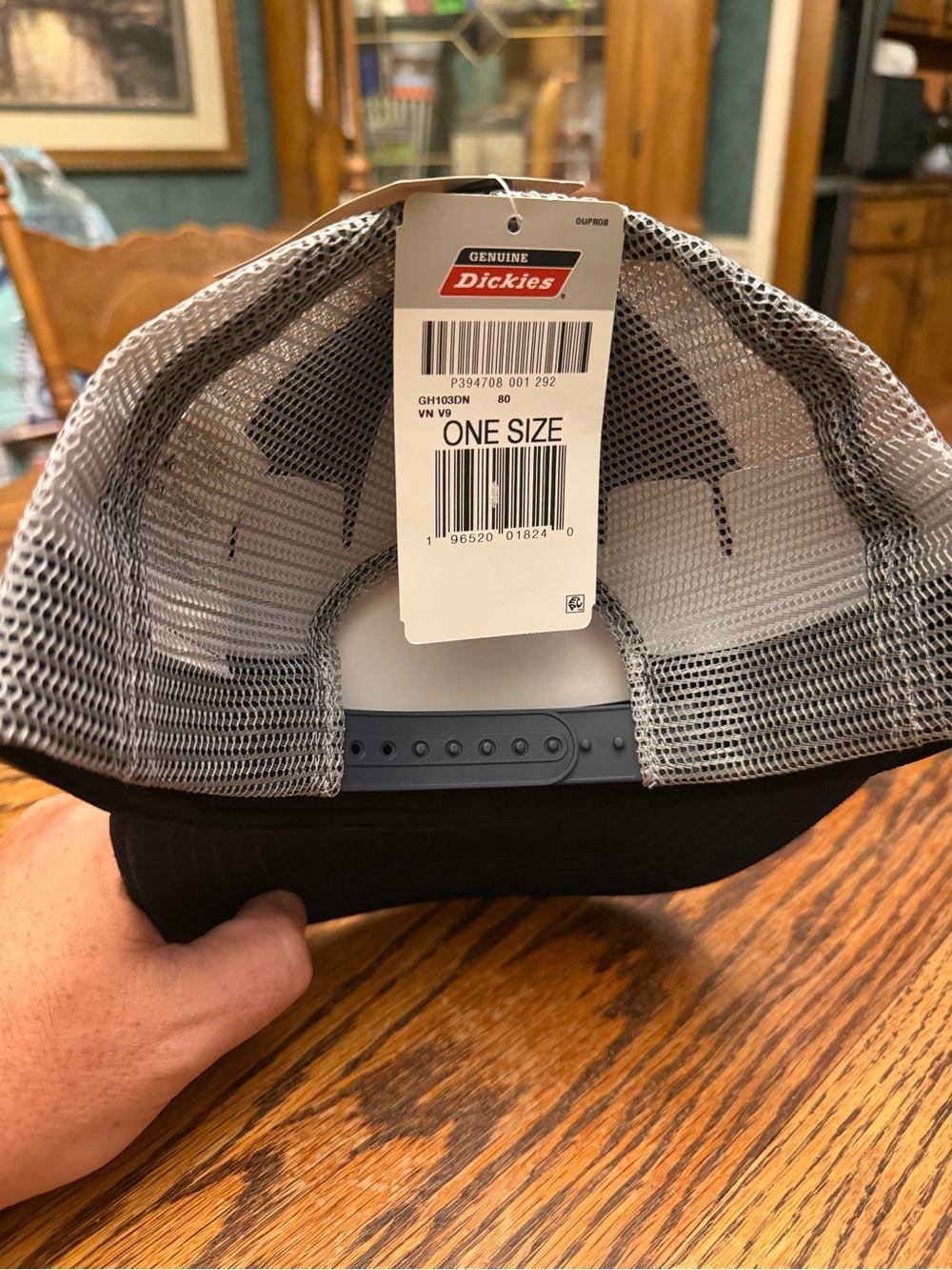 Dickies Black & Gray Patch Logo Trucker Hat with Blue Trim - Picture 6 of 6